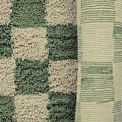 Tappeti rotondi - Elsey Natural Cotton Shaggy (verde/beige)