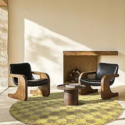 Tappeti rotondi - Elsey Natural Cotton Shaggy (giallo/beige)