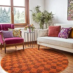 Tappeti rotondi - Elsey Natural Cotton Shaggy (arancione/rosso)