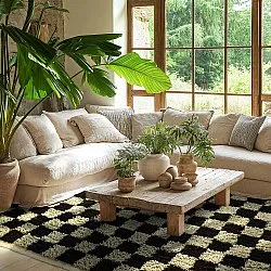 Tappeto A Pelo Lungo - Elsey Natural Cotton Shaggy (nero/beige)