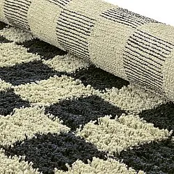 Tappeti rotondi - Elsey Natural Cotton Shaggy (nero/beige)