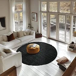 Tappeti rotondi - Farley Natural Cotton Shaggy (nero)