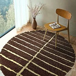 Tappeto rotondo - Ikara Natural Cotton Shaggy (marrone)