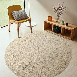 Tappeto rotondo - Ikara Natural Cotton Shaggy (crema)