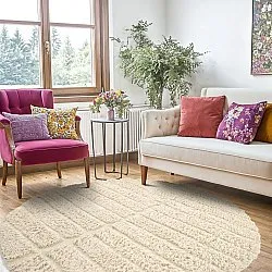 Tappeto rotondo - Ikara Natural Cotton Shaggy (crema)