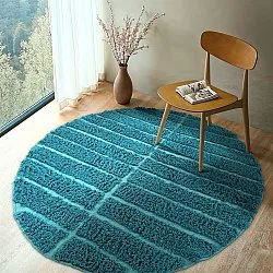Tappeto rotondo - Ikara Natural Cotton Shaggy (turchese)