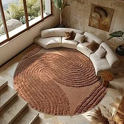 Tappeti rotondi - Jovie Natural Cotton Shaggy (terracotta)