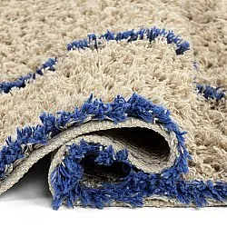 Tappeto A Pelo Lungo - Kairi Natural Cotton Shaggy (beige/blu)