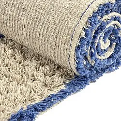 Tappeto A Pelo Lungo - Kairi Natural Cotton Shaggy (beige/blu)