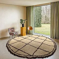 Tappeto rotondo - Lana Natural Cotton Shaggy (beige/marrone)