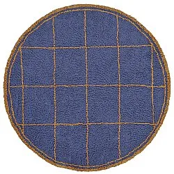 Tappeto rotondo - Lana Natural Cotton Shaggy (blu/giallo)