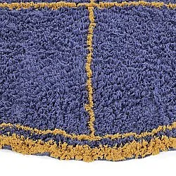 Tappeto rotondo - Lana Natural Cotton Shaggy (blu/giallo)