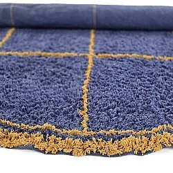 Tappeto rotondo - Lana Natural Cotton Shaggy (blu/giallo)