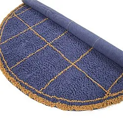 Tappeto rotondo - Lana Natural Cotton Shaggy (blu/giallo)