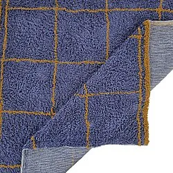 Tappeto A Pelo Lungo - Lana Natural Cotton Shaggy (blu/giallo)