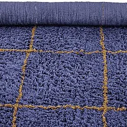 Tappeto A Pelo Lungo - Lana Natural Cotton Shaggy (blu/giallo)