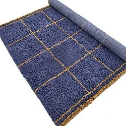 Tappeto A Pelo Lungo - Lana Natural Cotton Shaggy (blu/giallo)