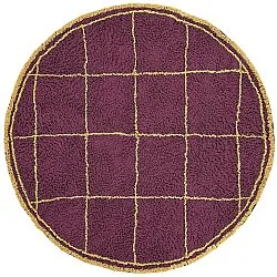 Tappeto rotondo - Lana Natural Cotton Shaggy (bordeaux/giallo)