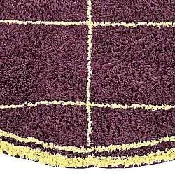 Tappeto rotondo - Lana Natural Cotton Shaggy (bordeaux/giallo)