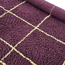 Tappeto rotondo - Lana Natural Cotton Shaggy (bordeaux/giallo)