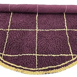 Tappeto rotondo - Lana Natural Cotton Shaggy (bordeaux/giallo)