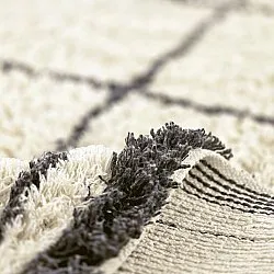 Tappeto A Pelo Lungo - Lana Natural Cotton Shaggy (crema/grigio scuro)