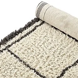 Tappeto A Pelo Lungo - Lana Natural Cotton Shaggy (crema/grigio scuro)