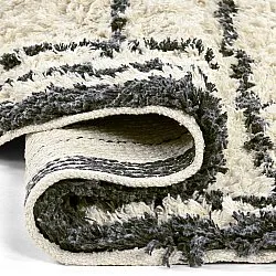 Tappeto rotondo - Lana Natural Cotton Shaggy (crema/grigio scuro)