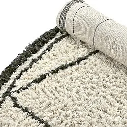 Tappeto rotondo - Lana Natural Cotton Shaggy (crema/grigio scuro)