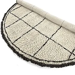 Tappeto rotondo - Lana Natural Cotton Shaggy (crema/grigio scuro)