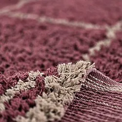 Tappeto A Pelo Lungo - Lana Natural Cotton Shaggy (tortora/rosso)