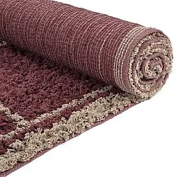 Tappeto A Pelo Lungo - Lana Natural Cotton Shaggy (tortora/rosso)