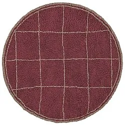 Tappeto rotondo - Lana Natural Cotton Shaggy (tortora/rosso)