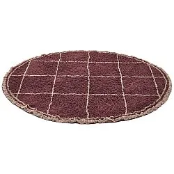 Tappeto rotondo - Lana Natural Cotton Shaggy (tortora/rosso)