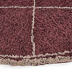 Tappeto rotondo - Lana Natural Cotton Shaggy (tortora/rosso)