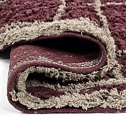 Tappeto rotondo - Lana Natural Cotton Shaggy (tortora/rosso)
