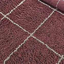 Tappeto rotondo - Lana Natural Cotton Shaggy (tortora/rosso)