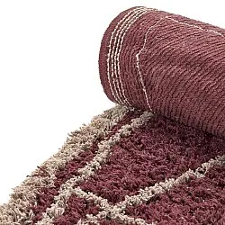 Tappeto rotondo - Lana Natural Cotton Shaggy (tortora/rosso)