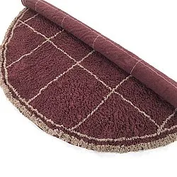 Tappeto rotondo - Lana Natural Cotton Shaggy (tortora/rosso)