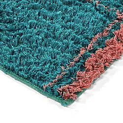 Tappeto A Pelo Lungo - Lana Natural Cotton Shaggy (turchese/rosa)