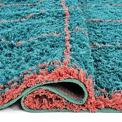 Tappeto A Pelo Lungo - Lana Natural Cotton Shaggy (turchese/rosa)