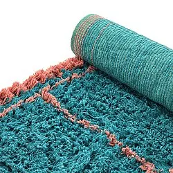 Tappeto A Pelo Lungo - Lana Natural Cotton Shaggy (turchese/rosa)