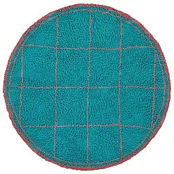 Tappeto rotondo - Lana Natural Cotton Shaggy (turchese/rosa)