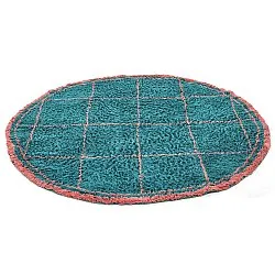 Tappeto rotondo - Lana Natural Cotton Shaggy (turchese/rosa)