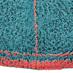 Tappeto rotondo - Lana Natural Cotton Shaggy (turchese/rosa)