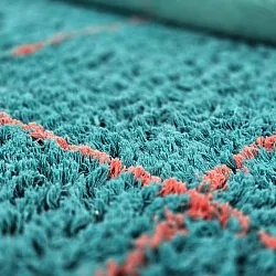 Tappeto rotondo - Lana Natural Cotton Shaggy (turchese/rosa)