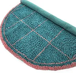 Tappeto rotondo - Lana Natural Cotton Shaggy (turchese/rosa)