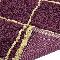 Tappeto A Pelo Lungo - Lana Natural Cotton Shaggy (bordeaux/giallo)