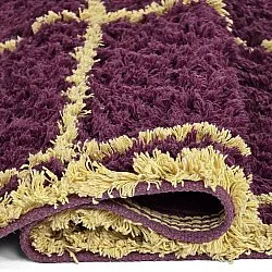 Tappeto A Pelo Lungo - Lana Natural Cotton Shaggy (bordeaux/giallo)