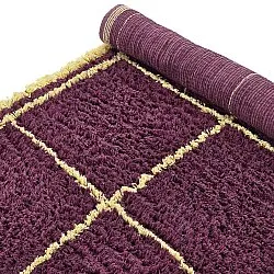 Tappeto A Pelo Lungo - Lana Natural Cotton Shaggy (bordeaux/giallo)